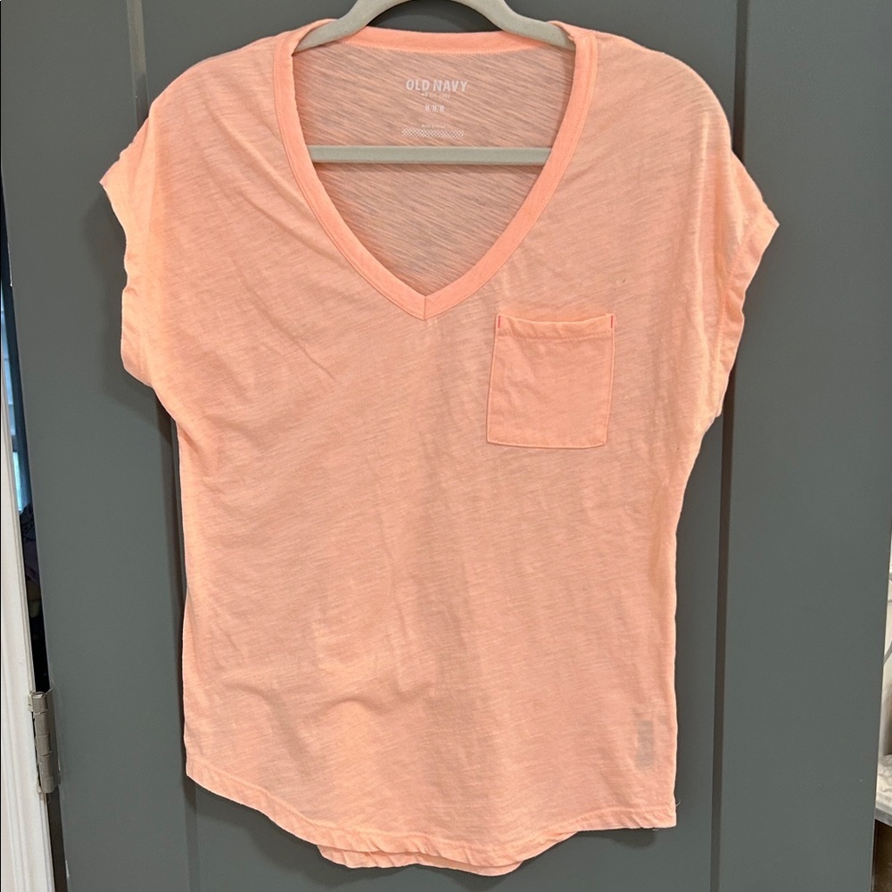 Old Navy Light Coral V-Neck Short Sleeve Tee